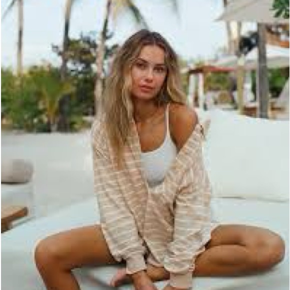 NWT Aerie stripped polo sweatshirt - Picture 1 of 5